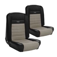 1964.5-65 Mustang Coupe Deluxe Pony Upholstery Set w/ Bucket Seats (Full Set) Black/White