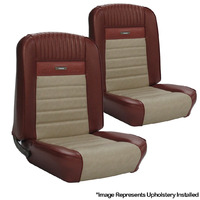 1964.5-65 Mustang Coupe Deluxe Pony Upholstery Set w/ Bucket Seats (Full Set) Black/Bright Red