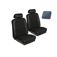 1969 Mustang Coupe Deluxe/Grande Upholstery Set w/ Bucket Seats (Full Set) Light Blue w/ Ruffino Grain Inserts