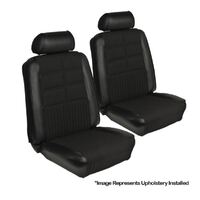 1969 Mustang Coupe Deluxe/Grande Upholstery Set w/ Bucket Seats (Full Set) Black w/ Kiwi Grain Inserts