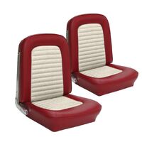 1964.5-65 Mustang Coupe/Convertible/Fastback Standard Upholstery Set w/ Bucket Seats (Front Only) Red/White