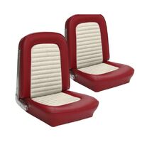 1964.5-65 Mustang Coupe Standard Upholstery Set w/ Bucket Seats (Full Set) Red/White
