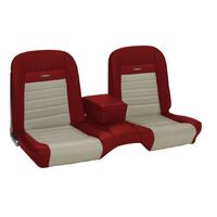 1964.5-66 Mustang Deluxe Pony Upholstery Set w/ Bench Seat (Front Only) Red Metallic/White