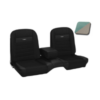 1964.5-66 Mustang Deluxe Pony Upholstery Set w/ Bench Seat (Front Only) Turquoise/White