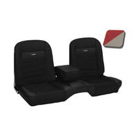 1964.5-66 Mustang Deluxe Pony Upholstery Set w/ Bench Seat (Front Only) Red/White