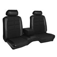 1969 Mustang Deluxe/Grande Upholstery Set w/ Bench Seat (Front Only) Black w/ Ruffino Grain Inserts