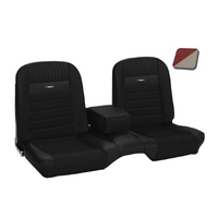 1964.5-65 Mustang Coupe Deluxe Pony Upholstery Set w/ Bench Seat (Full Set) Red Metallic/White