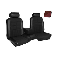 1969 Mustang Coupe Deluxe/Grande Upholstery Set w/ Bench Seat (Full Set) Dark Red w/ Ruffino Grain Inserts
