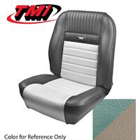 1964.5-64 Mustang Deluxe Pony Sport Seat Upholstery Set w/ Bucket Seat (Front Only) Turquoise/White