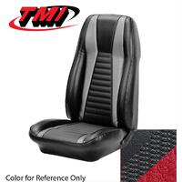 1971 Mustang Mach 1 Coupe Sport Seat Upholstery Set (Full Set) Black w/ Vermillion Stripes