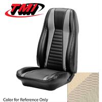 1971 Mustang Mach 1 Coupe Sport Seat Upholstery Set (Full Set) White w/ White Stripes