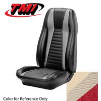 1971 Mustang Mach 1 Coupe Sport Seat Upholstery Set (Full Set) White w/ Vermillion Stripes