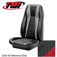 1972-73 Mustang Mach 1 Coupe Sport Seat Upholstery Set (Full Set) Black w/ Vermillion Stripes