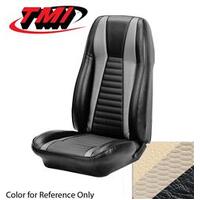 1972-73 Mustang Mach 1 Coupe Sport Seat Upholstery Set (Full Set) White w/ Black Stripes