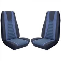 1972-73 Mustang Mach 1 Coupe Sport Seat Upholstery Set w/ No Stripe on Rear (Full Set) Dark Blue w/ Light Blue Stripes
