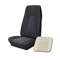 1972-73 Mustang Mach 1 Coupe Sport Seat Upholstery Set w/ No Stripe on Rear (Full Set) White w/ Gray Stripes