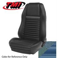 1969-70 Mustang Mach 1/Shelby Coupe Sport Seat Upholstery Set w/ Hi-Back Bucket Seats (Full Set) Light Blue w/ Light Blue Stripe