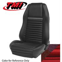 1969-70 Mustang Mach 1/Shelby Coupe Sport Seat Upholstery Set w/ Hi-Back Bucket Seats (Full Set) Dark Red w/ Dark Red Stripe