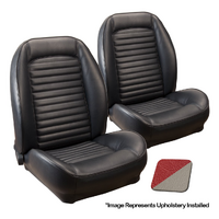 1964 1/2-65 Mustang Standard Sport ll Seats Upholstery Set w/ Bucket Seats Upholstery Set (Front Only) Red/White