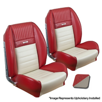 1964 1/2-66 Mustang Deluxe Pony Sport Seat II w/ Bucket Seats (Front Only) Bright Red/White