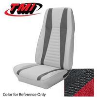 1971-73 Mustang Mach 1 Convertible Upholstery Set - No Stripes on Rear Seat (Full Set) Black w/ Vermillion Stripes