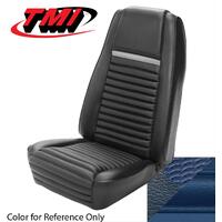 1969 Mustang Mach 1/Shelby Convertible Upholstery Set w/ Hi-Back Bucket Seats (Full Set) Medium Blue w/ Medium Blue Stripe