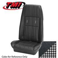 1971-73 Mustang Convertible Grande Cloth Upholstery Set w/ Bucket Seats (Full Set) Black Vinyl Trim & Black & White Houndstooth