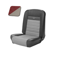 1964.5-66 Mustang Convertible Deluxe Pony Upholstery Set w/ Bucket Seats (Full Set) Red Metallic/White