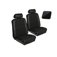 1969 Mustang Convertible Deluxe/Grande Upholstery Set w/ Bucket Seats (Full Set) Black w/ Kiwi Grain