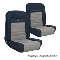 1964.5-66 Mustang Convertible Deluxe Pony Upholstery Set w/ Bench Seat (Full Set) Blue/White