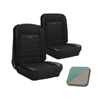 1964.5-66 Mustang Convertible Deluxe Pony Upholstery Set w/ Bench Seat (Full Set) Turquoise/White
