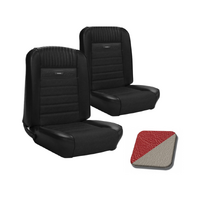 1964.5-66 Mustang Convertible Deluxe Pony Upholstery Set w/ Bench Seat (Full Set) Red/White