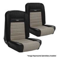 1964.5-66 Mustang Convertible Deluxe Pony Upholstery Set w/ Bench Seat (Full Set) Black/White
