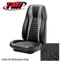 1971-73 Mustang Mach 1 Convertible Sport Seat Upholstery Set - No Stripes on Rear Seat (Full Set) Black w/ Black Stripe