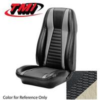 1971-73 Mustang Mach 1 Convertible Sport Seat Upholstery Set - No Stripes on Rear Seat (Full Set) Black w/ White Stripe