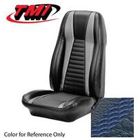 1971-73 Mustang Mach 1 Convertible Sport Seat Upholstery Set - No Stripes on Rear Seat (Full Set) Medium Blue w/ Medium Blue Stripe