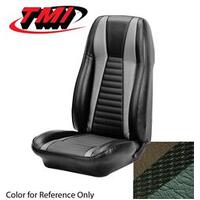 1971-73 Mustang Mach 1 Convertible Sport Seat Upholstery Set - No Stripes on Rear Seat (Full Set) Medium Green w/ Medium Green Stripes