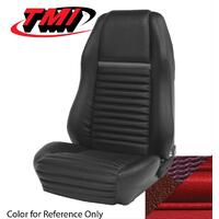 1969-70 Mustang Mach 1/Shelby Convertible Sport Seat Upholstery Set w/ Hi-Back Bucket Seats (Full Set) Dark Red w/ Dark Red Stripe