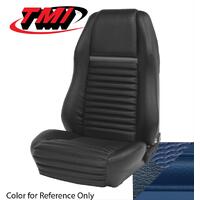 1969-70 Mustang Mach 1/Shelby Convertible Sport Seat Upholstery Set w/ Hi-Back Bucket Seats (Full Set) Medium Blue w/ Medium Blue Stripe