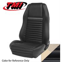 1969-70 Mustang Mach 1/Shelby Convertible Sport Seat Upholstery Set w/ Hi-Back Bucket Seats (Full Set) White w/ Black Stripe
