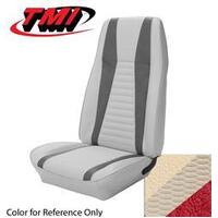 1971-73 Mustang Mach 1 Sportsroof Upholstery Set - No Stripes on Rear Seat (Full Set) White w/ Vermillion Stripes