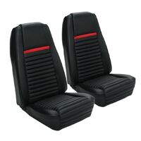 1969 Mustang Mach 1/Shelby Sportsroof Upholstery Set w/ Hi-Back Bucket Seats (Full Set) Black w/ Red Stripe