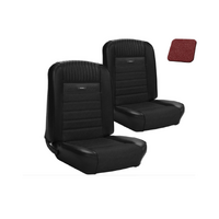 1964.5-66 Mustang Fastback Deluxe Pony Upholstery Set w/ Bucket Seats (Full Set) Red Metallic