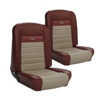 1964.5-66 Mustang Fastback Deluxe Pony Upholstery Set w/ Bucket Seats (Full Set) Emberglow/Parch