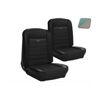 1964.5-66 Mustang Fastback Deluxe Pony Upholstery Set w/ Bucket Seats (Full Set) Turquoise/White