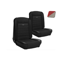 1964.5-66 Mustang Fastback Deluxe Pony Upholstery Set w/ Bucket Seats (Full Set) Red/White