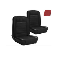 1964.5-66 Mustang Fastback Deluxe Pony Upholstery Set w/ Bucket Seats (Full Set) Red