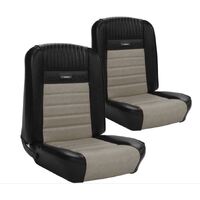 1964.5-66 Mustang Fastback Deluxe Pony Upholstery Set w/ Bucket Seats (Full Set) Black/White