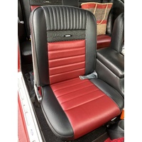 1964.5-66 Mustang Fastback Deluxe Pony Upholstery Set w/ Bucket Seats (Full Set) Black/Dark Red