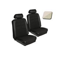 1969 Mustang Sportsroof Deluxe/Grande Upholstery Set w/ Bucket Seats (Full Set) White w/ Ruffino Grain Inserts